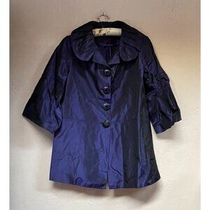 Penta Women's 3/4 Sleeve Tunic Top Jacket Size 10 Purple Button Front Collar